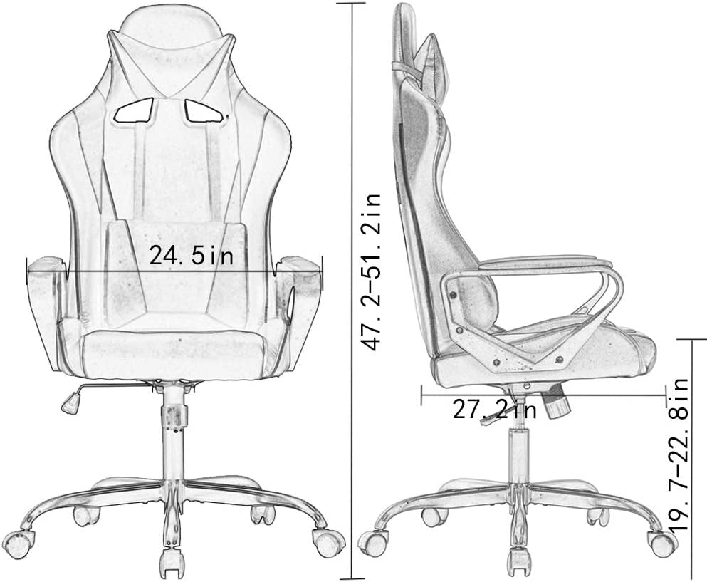 "Ultimate Gaming Throne: Ergonomic PU Leather Executive Chair with Lumbar Support and Headrest, Perfect for Gamers - White, 27"D X 24"W X 51"H"