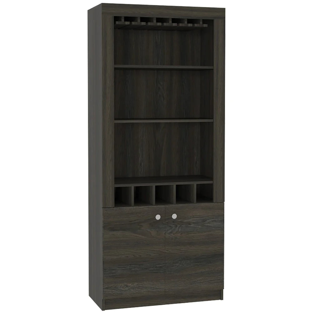 "Ultimate Entertainer'S Bar Cabinet: Margarita Station, Wine Cubbies, Luxurious Carbon Espresso Finish"