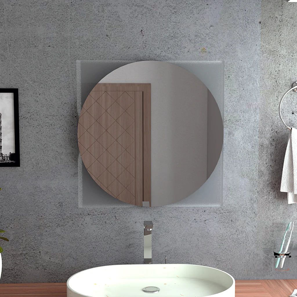 "Enhance Your Space with the Elegant Square Mirror Mundip, Featuring Stunning Sandblasting Borders"