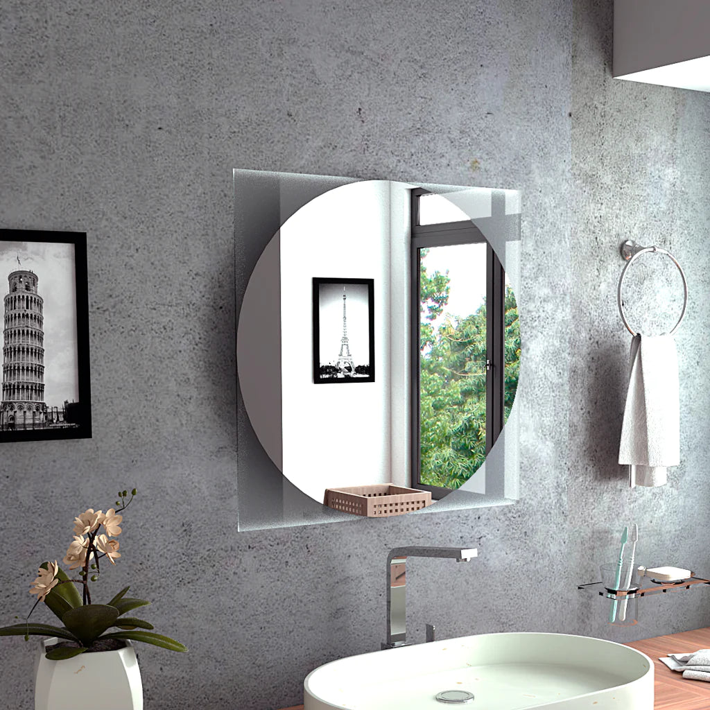 "Enhance Your Space with the Elegant Square Mirror Mundip, Featuring Stunning Sandblasting Borders"