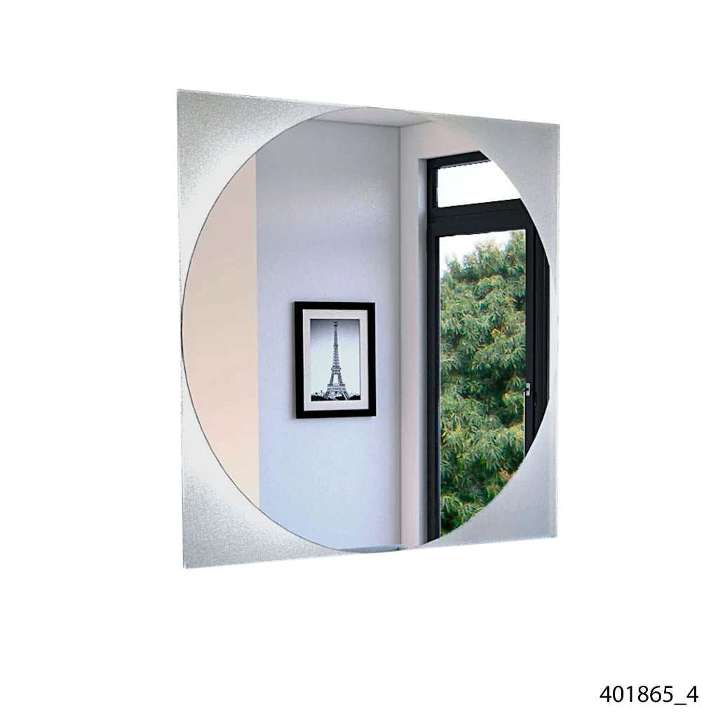 "Enhance Your Space with the Elegant Square Mirror Mundip, Featuring Stunning Sandblasting Borders"